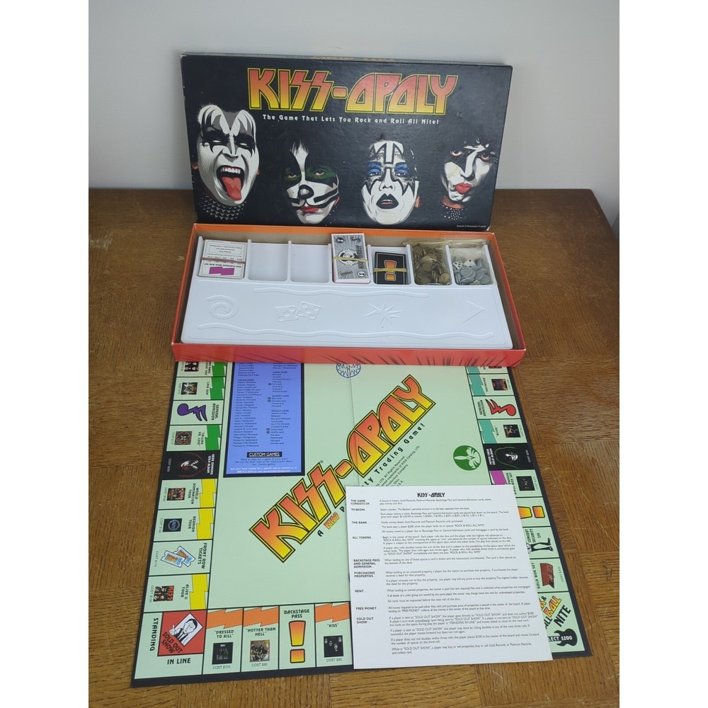 KISS-OPOLY KISS Band Themed Monopoly Style‎ Board Game 2003 Rock COMPLETE